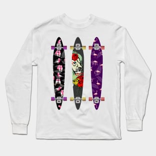 Longboard Skateboard pattern Long Sleeve T-Shirt